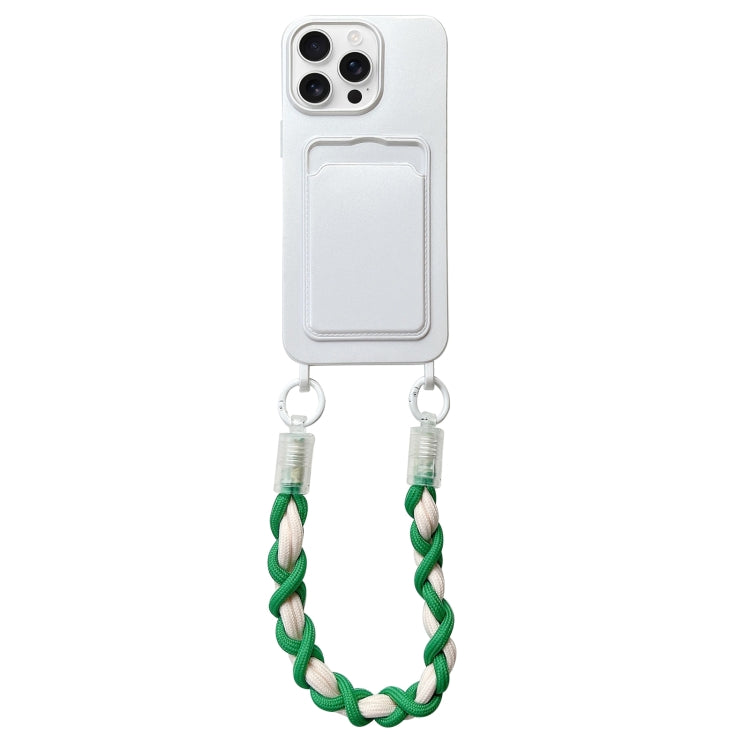 For iPhone 12 Pro Dopamine Card Slot Phone Case with Lanyard