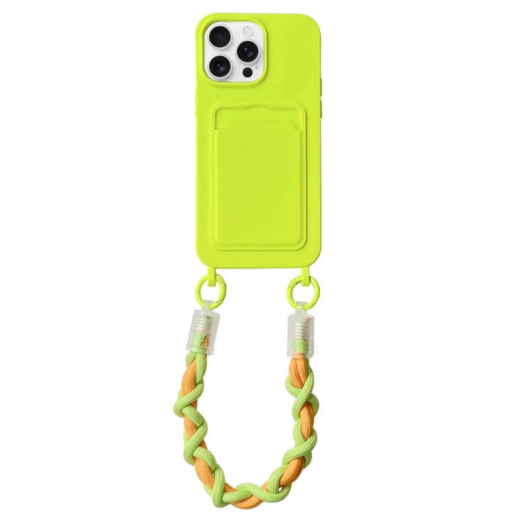 For iPhone 12 Pro Dopamine Card Slot Phone Case with Lanyard