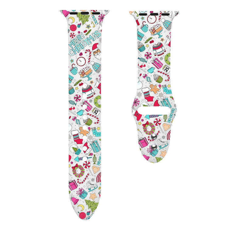 For Apple Watch 46mm / 49mm / 45mm / 44mm Christmas Pattern Silicone Watch Band