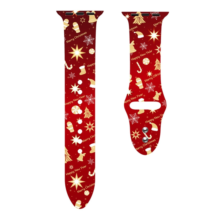 For Apple Watch 46mm / 49mm / 45mm / 44mm Christmas Pattern Silicone Watch Band