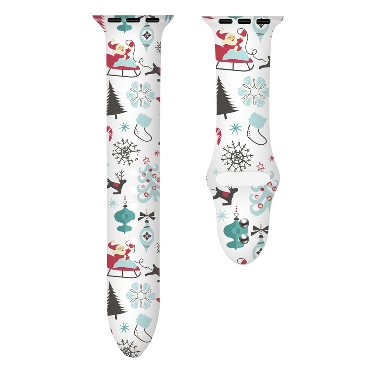 For Apple Watch 46mm / 49mm / 45mm / 44mm Christmas Pattern Silicone Watch Band