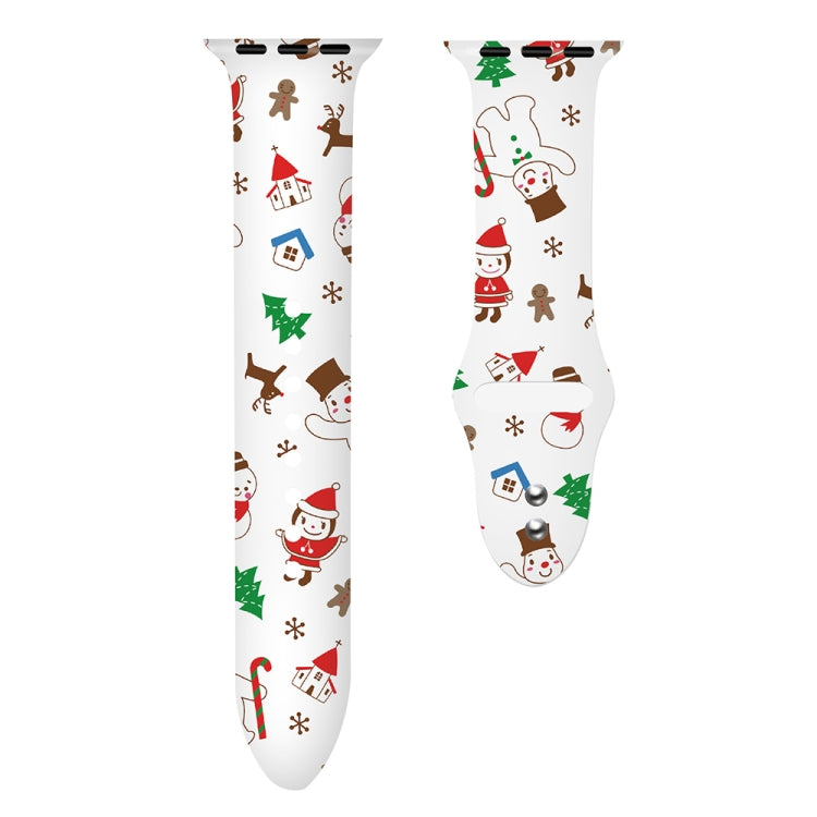 For Apple Watch 46mm / 49mm / 45mm / 44mm Christmas Pattern Silicone Watch Band