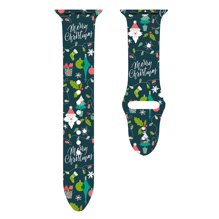 For Apple Watch 46mm / 49mm / 45mm / 44mm Christmas Pattern Silicone Watch Band