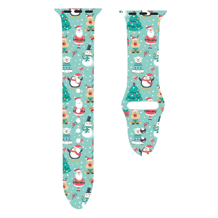 For Apple Watch 46mm / 49mm / 45mm / 44mm Christmas Pattern Silicone Watch Band