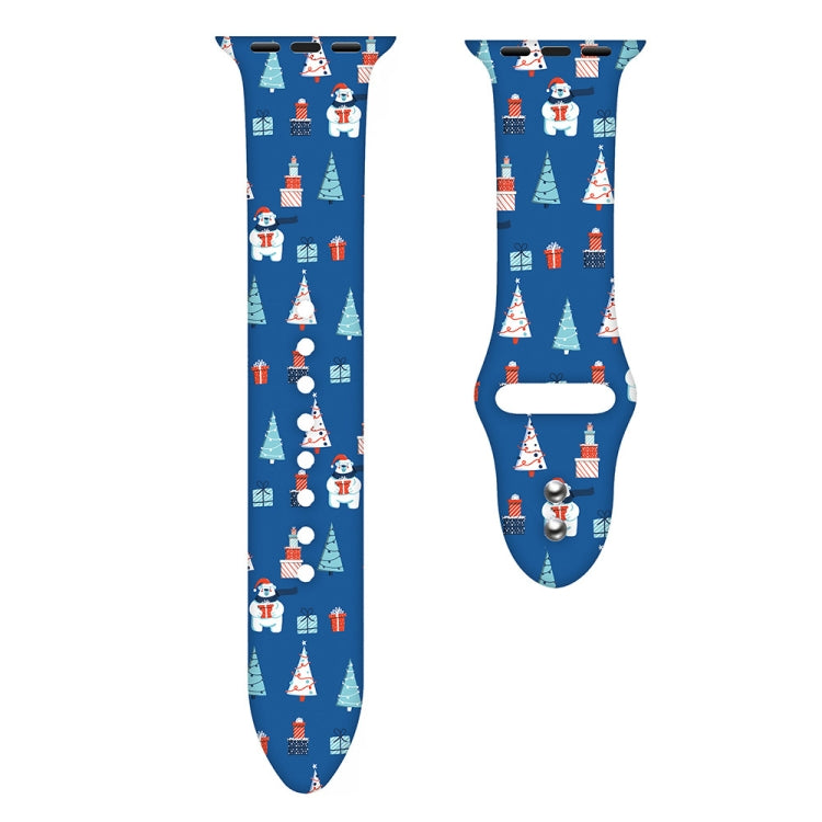 For Apple Watch 46mm / 49mm / 45mm / 44mm Christmas Pattern Silicone Watch Band