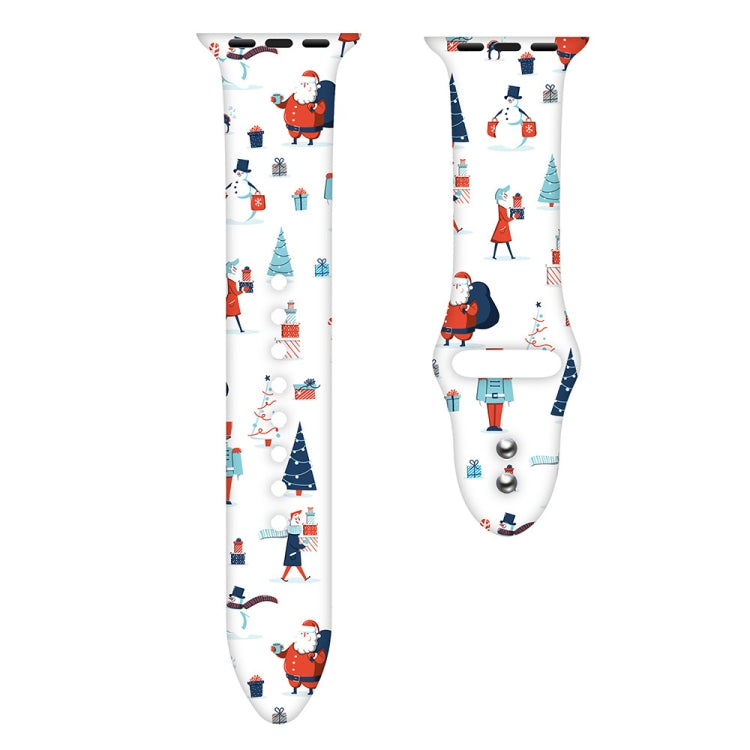 For Apple Watch 46mm / 49mm / 45mm / 44mm Christmas Pattern Silicone Watch Band