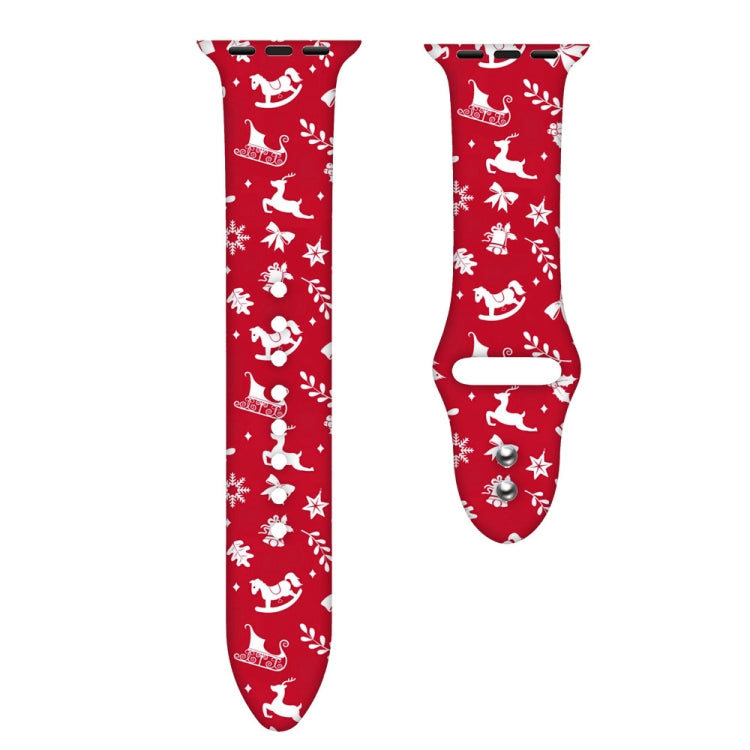 For Apple Watch 46mm / 49mm / 45mm / 44mm Christmas Pattern Silicone Watch Band