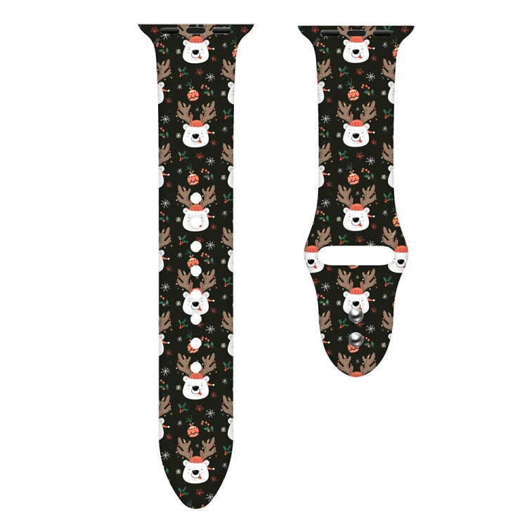 For Apple Watch 46mm / 49mm / 45mm / 44mm Christmas Pattern Silicone Watch Band