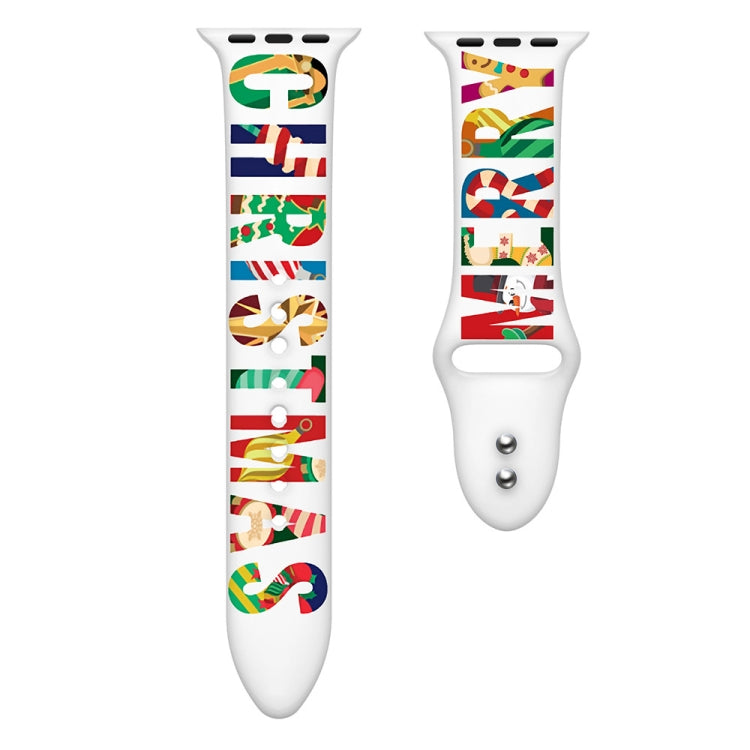 For Apple Watch 46mm / 49mm / 45mm / 44mm Christmas Pattern Silicone Watch Band