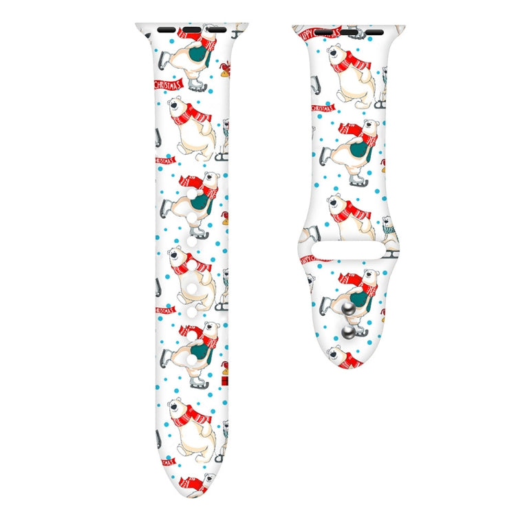 For Apple Watch 46mm / 49mm / 45mm / 44mm Christmas Pattern Silicone Watch Band