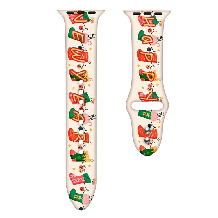 For Apple Watch 42mm / 41mm / 40mm / 38mm Christmas Pattern Silicone Watch Band