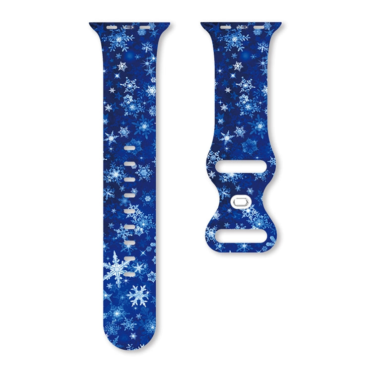 For Apple Watch 46mm / 49mm / 45mm / 44mm Christmas Pattern Butterfly Buckle Silicone Watch Band