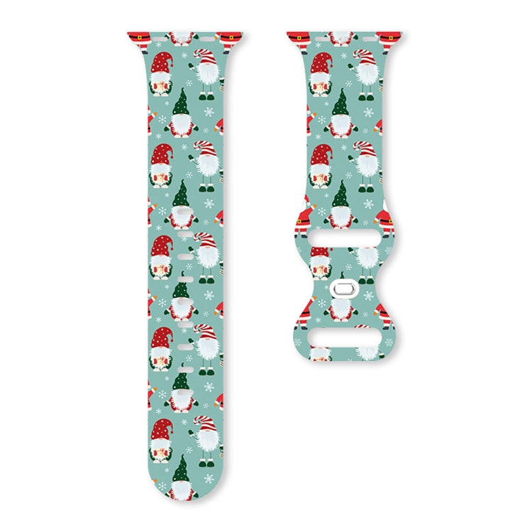 For Apple Watch 46mm / 49mm / 45mm / 44mm Christmas Pattern Butterfly Buckle Silicone Watch Band