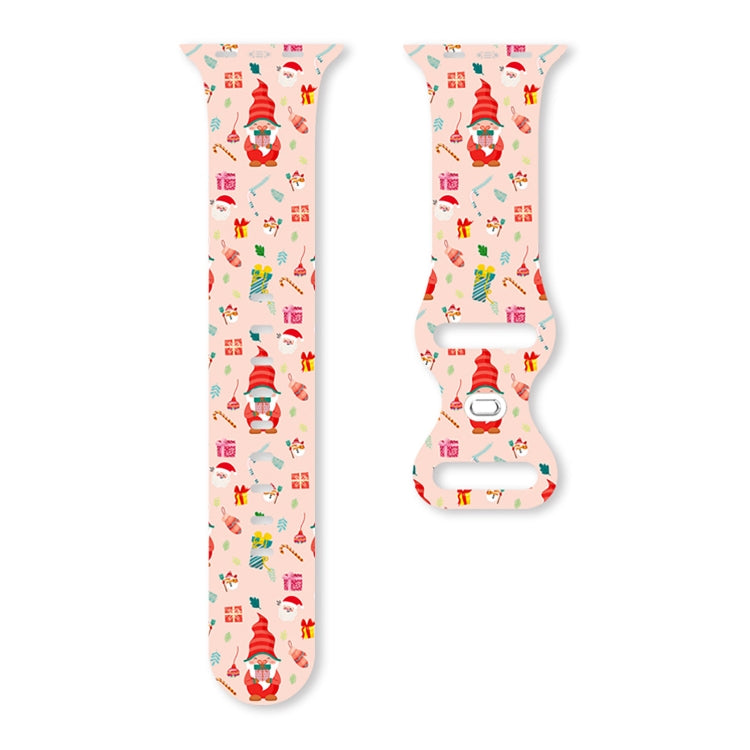 For Apple Watch 46mm / 49mm / 45mm / 44mm Christmas Pattern Butterfly Buckle Silicone Watch Band