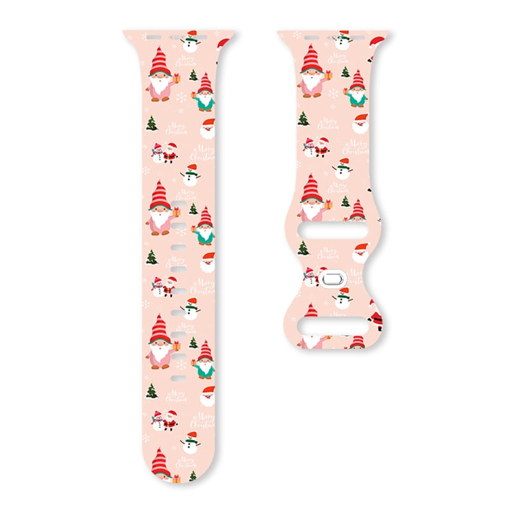 For Apple Watch 46mm / 49mm / 45mm / 44mm Christmas Pattern Butterfly Buckle Silicone Watch Band