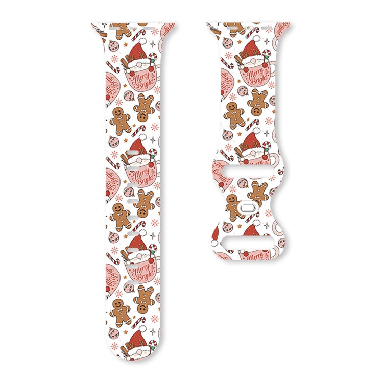For Apple Watch 46mm / 49mm / 45mm / 44mm Christmas Pattern Butterfly Buckle Silicone Watch Band