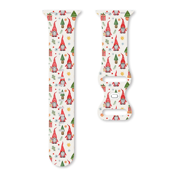 For Apple Watch 46mm / 49mm / 45mm / 44mm Christmas Pattern Butterfly Buckle Silicone Watch Band