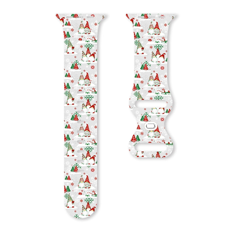 For Apple Watch 42mm / 41mm / 40mm / 38mm Christmas Pattern Butterfly Buckle Silicone Watch Band