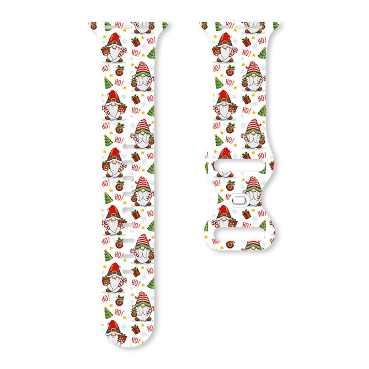 For Apple Watch 42mm / 41mm / 40mm / 38mm Christmas Pattern Butterfly Buckle Silicone Watch Band