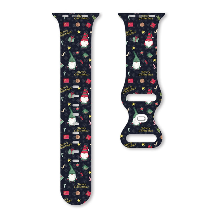 For Apple Watch 42mm / 41mm / 40mm / 38mm Christmas Pattern Butterfly Buckle Silicone Watch Band