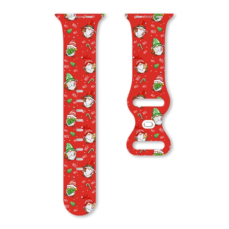 For Apple Watch 42mm / 41mm / 40mm / 38mm Christmas Pattern Butterfly Buckle Silicone Watch Band