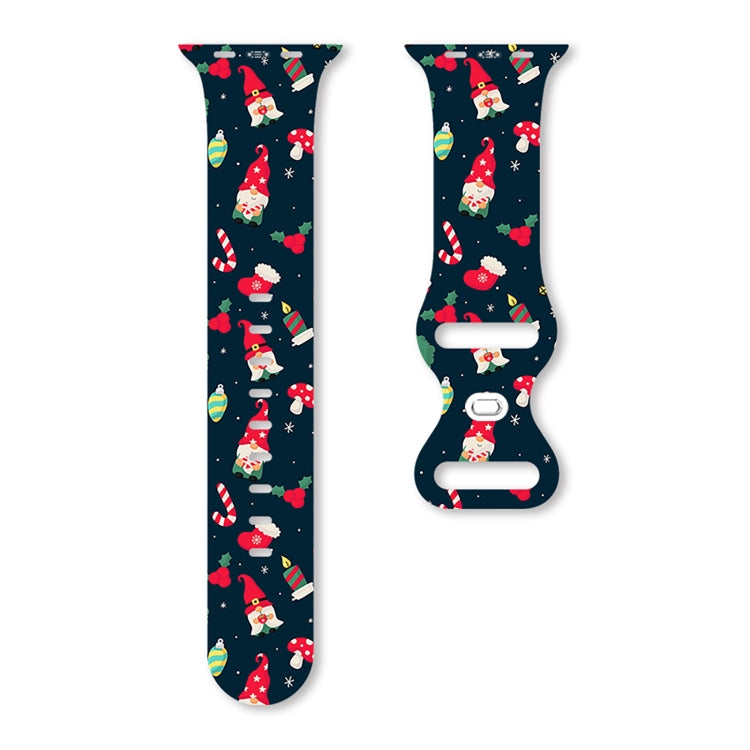 For Apple Watch 42mm / 41mm / 40mm / 38mm Christmas Pattern Butterfly Buckle Silicone Watch Band