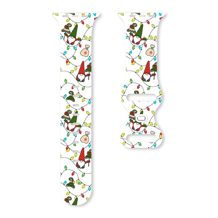 For Apple Watch 42mm / 41mm / 40mm / 38mm Christmas Pattern Butterfly Buckle Silicone Watch Band