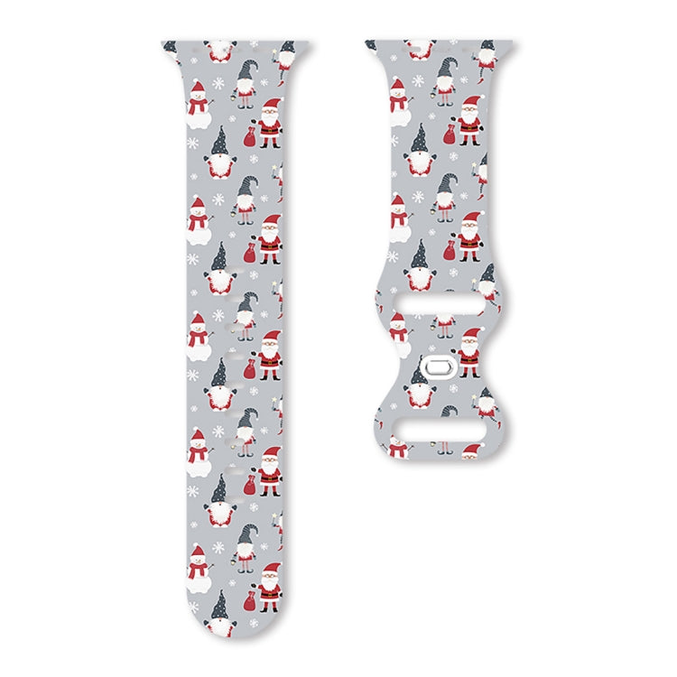 For Apple Watch 42mm / 41mm / 40mm / 38mm Christmas Pattern Butterfly Buckle Silicone Watch Band