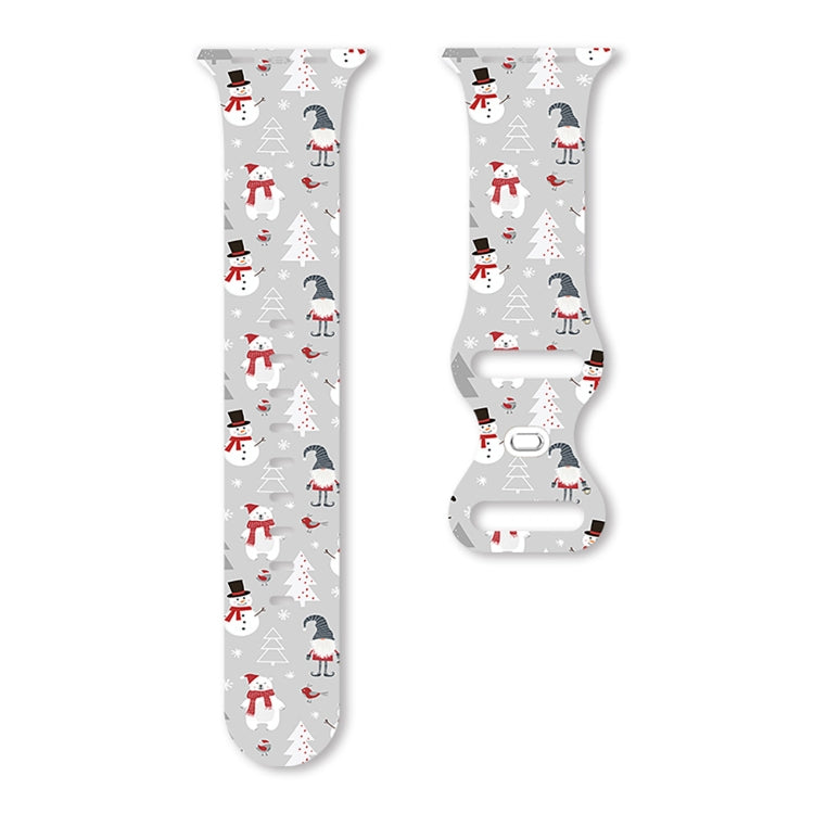 For Apple Watch 42mm / 41mm / 40mm / 38mm Christmas Pattern Butterfly Buckle Silicone Watch Band
