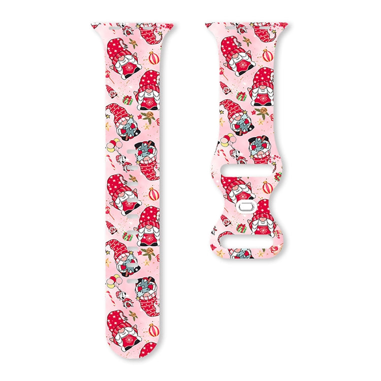 For Apple Watch 42mm / 41mm / 40mm / 38mm Christmas Pattern Butterfly Buckle Silicone Watch Band