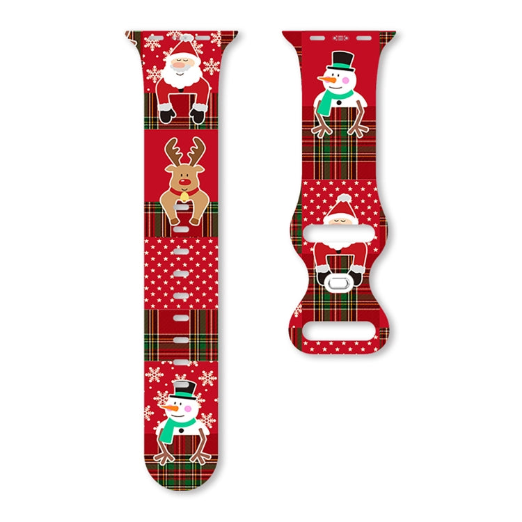For Apple Watch 42mm / 41mm / 40mm / 38mm Christmas Pattern Butterfly Buckle Silicone Watch Band