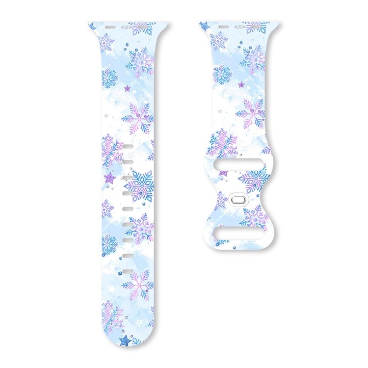 For Apple Watch 42mm / 41mm / 40mm / 38mm Christmas Pattern Butterfly Buckle Silicone Watch Band