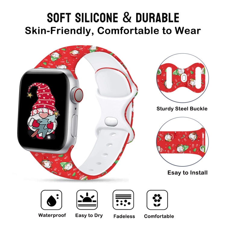 For Apple Watch 42mm / 41mm / 40mm / 38mm Christmas Pattern Butterfly Buckle Silicone Watch Band