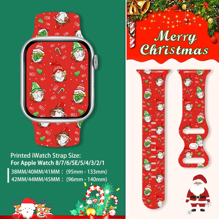 For Apple Watch 46mm / 49mm / 45mm / 44mm Christmas Pattern Butterfly Buckle Silicone Watch Band
