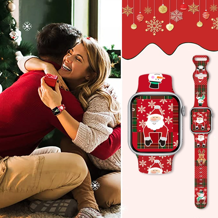 For Apple Watch 42mm / 41mm / 40mm / 38mm Christmas Pattern Butterfly Buckle Silicone Watch Band