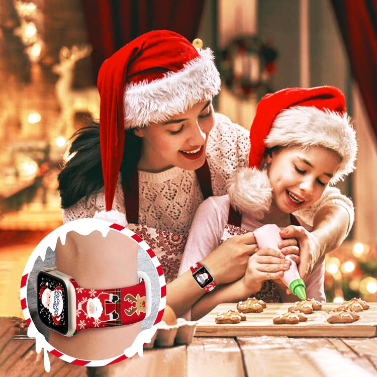 For Apple Watch 42mm / 41mm / 40mm / 38mm Christmas Pattern Butterfly Buckle Silicone Watch Band