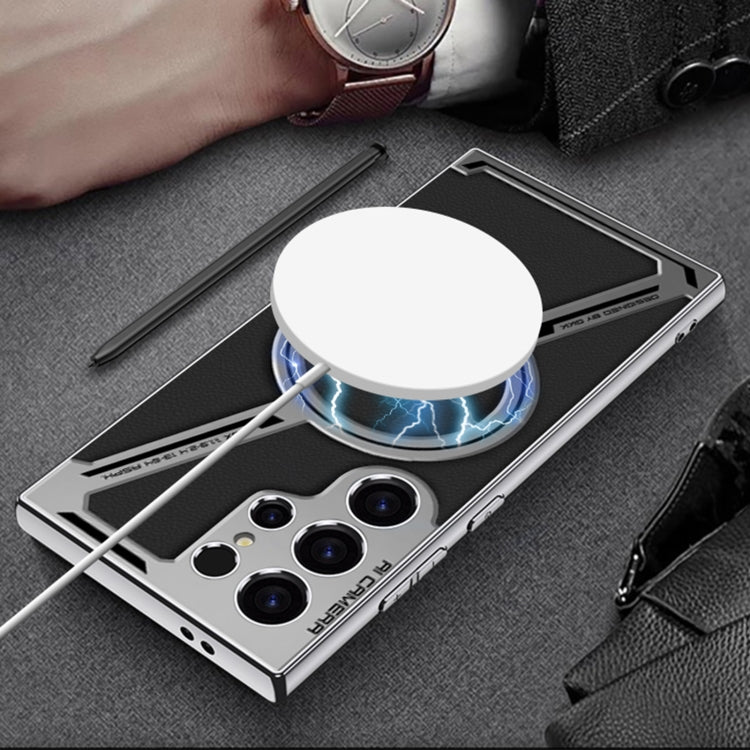 For Samsung Galaxy S24 Ultra 5G GKK Integrated Electroplating Leather Z-Shape MagSafe Phone Case