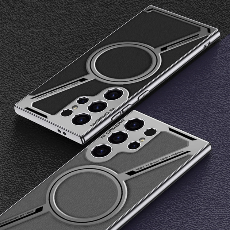 For Samsung Galaxy S24 Ultra 5G GKK Integrated Electroplating Leather Z-Shape MagSafe Phone Case