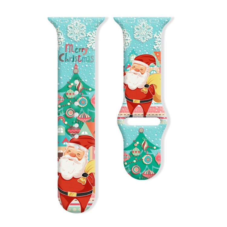 For Apple Watch 42mm / 41mm / 40mm / 38mm Christmas Pattern Reverse Buckle Silicone Watch Band