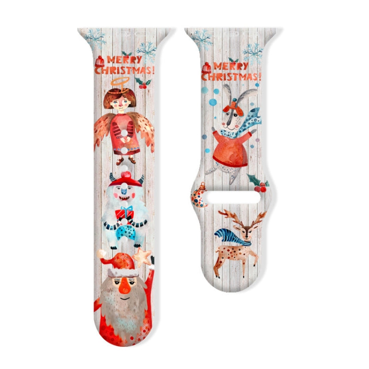 For Apple Watch 42mm / 41mm / 40mm / 38mm Christmas Pattern Reverse Buckle Silicone Watch Band