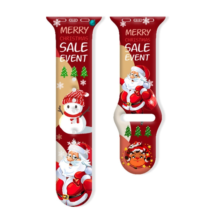 For Apple Watch 42mm / 41mm / 40mm / 38mm Christmas Pattern Reverse Buckle Silicone Watch Band