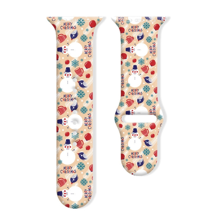For Apple Watch 42mm / 41mm / 40mm / 38mm Christmas Pattern Reverse Buckle Silicone Watch Band