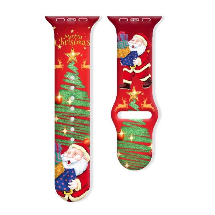 For Apple Watch 42mm / 41mm / 40mm / 38mm Christmas Pattern Reverse Buckle Silicone Watch Band