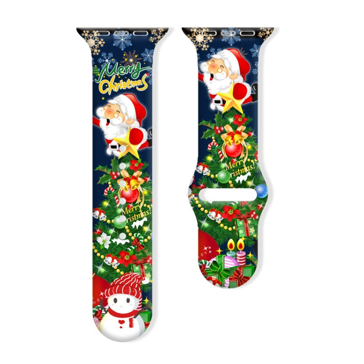 For Apple Watch 42mm / 41mm / 40mm / 38mm Christmas Pattern Reverse Buckle Silicone Watch Band