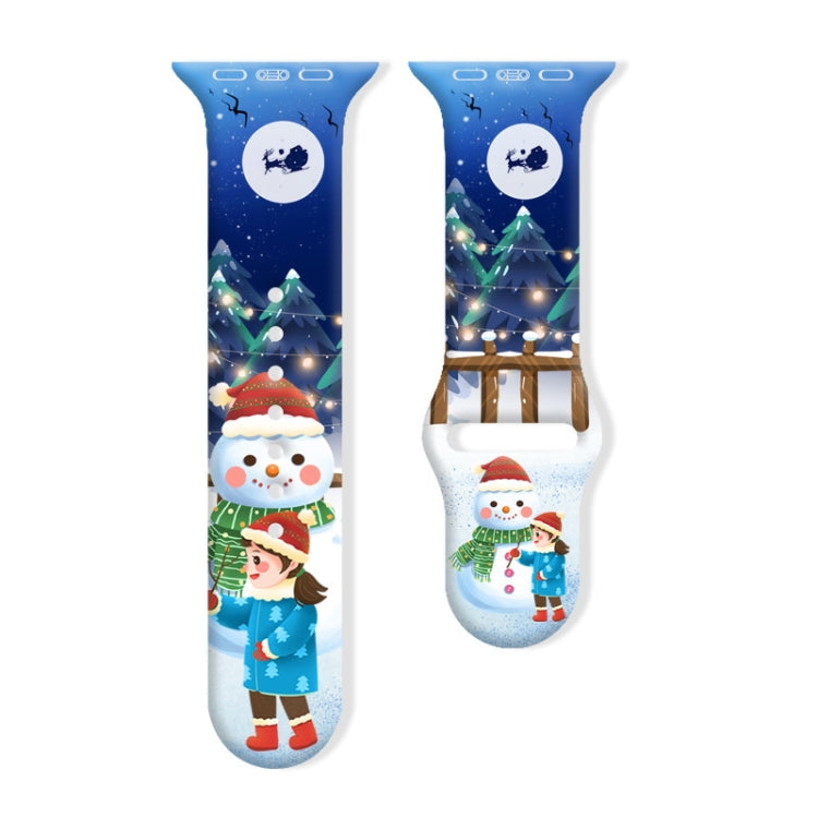 For Apple Watch 42mm / 41mm / 40mm / 38mm Christmas Pattern Reverse Buckle Silicone Watch Band