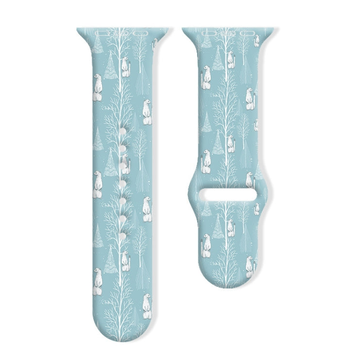 For Apple Watch 42mm / 41mm / 40mm / 38mm Christmas Pattern Reverse Buckle Silicone Watch Band