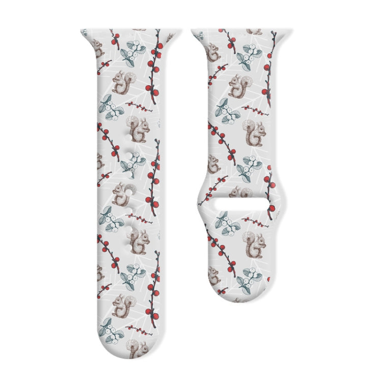 For Apple Watch 42mm / 41mm / 40mm / 38mm Christmas Pattern Reverse Buckle Silicone Watch Band
