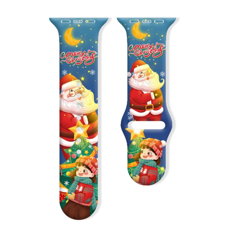 For Apple Watch 42mm / 41mm / 40mm / 38mm Christmas Pattern Reverse Buckle Silicone Watch Band