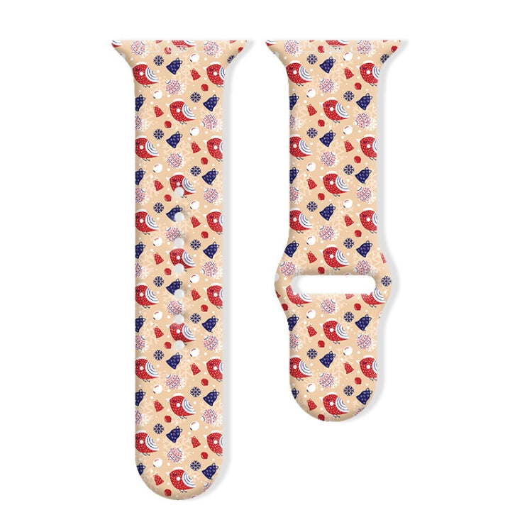 For Apple Watch 42mm / 41mm / 40mm / 38mm Christmas Pattern Reverse Buckle Silicone Watch Band