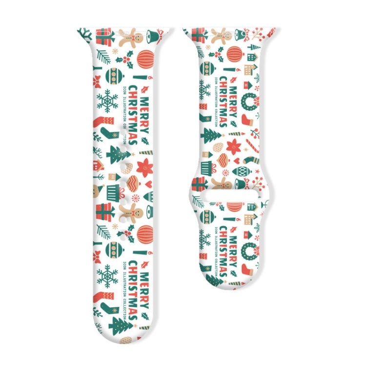 For Apple Watch 42mm / 41mm / 40mm / 38mm Christmas Pattern Reverse Buckle Silicone Watch Band